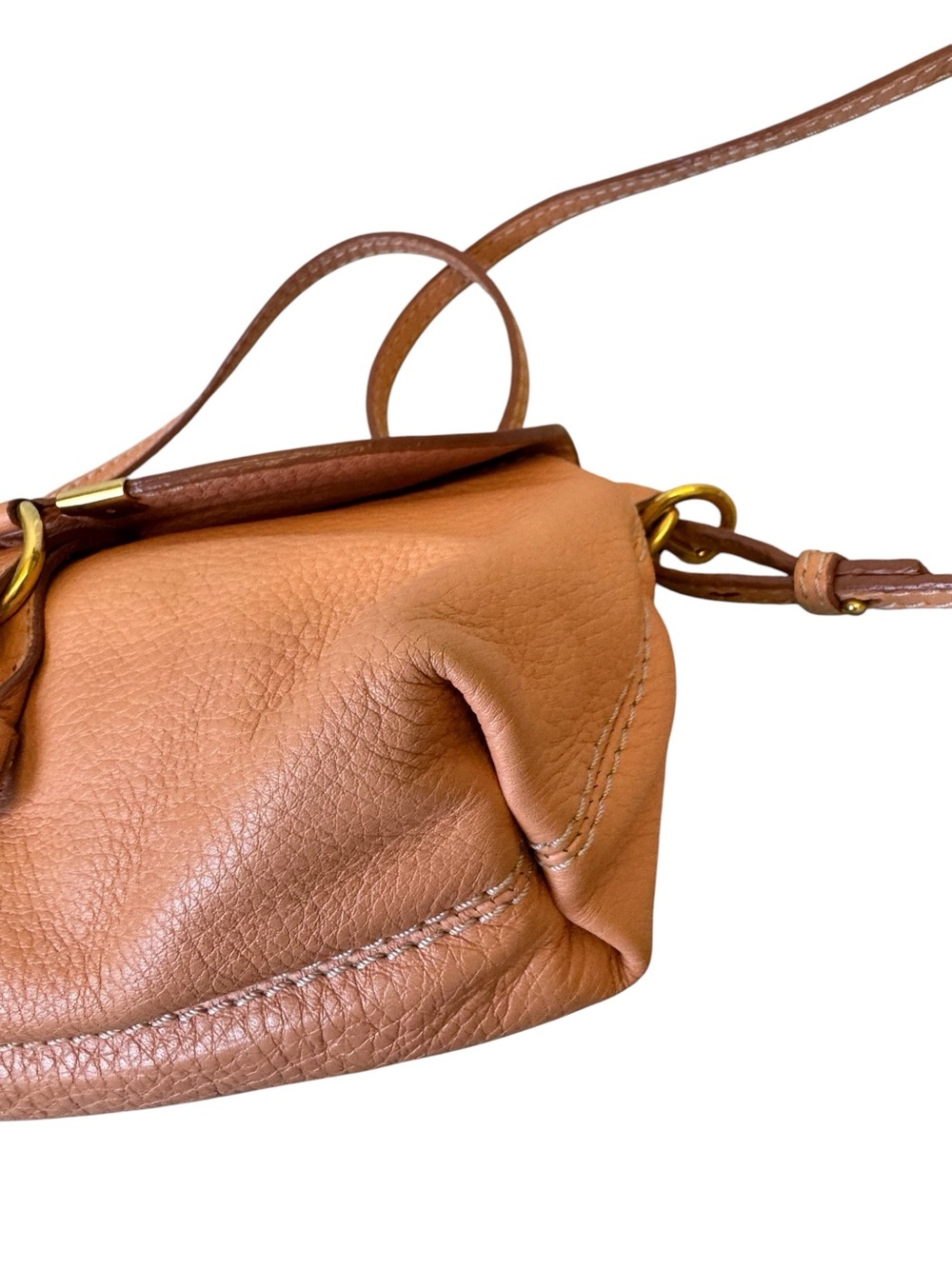 Chloe Apricot Pink Tan Brown  Leather Mini Marcie Crossbody Pouchette Bag Auth - Picture 10 of 14